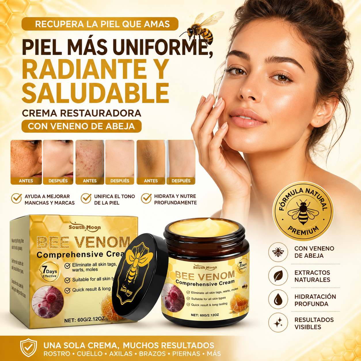 Bee Venom Cream | Crema Restauradora para Manchas, Cicatrices y Marcas de Acné