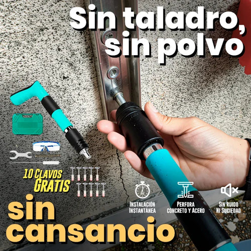 Kit Pistola Neumática Fijación De Clavos De Acero + 10 Clavos