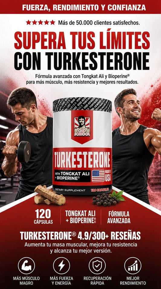 Turkesterone + Tongkat Ali | Potencia Tu Rendimiento y Desarrollo Muscular – 120 Cápsulas